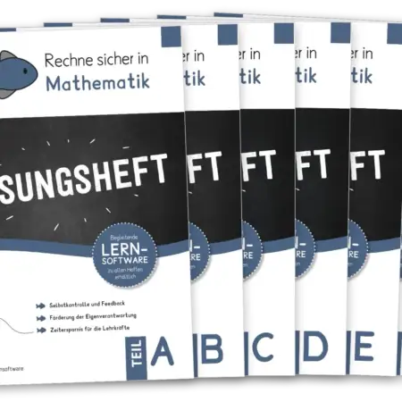 Alle Lösungshefte zu den Arbeitsheften „Rechne sicher in Mathematik“ (Titelseiten)